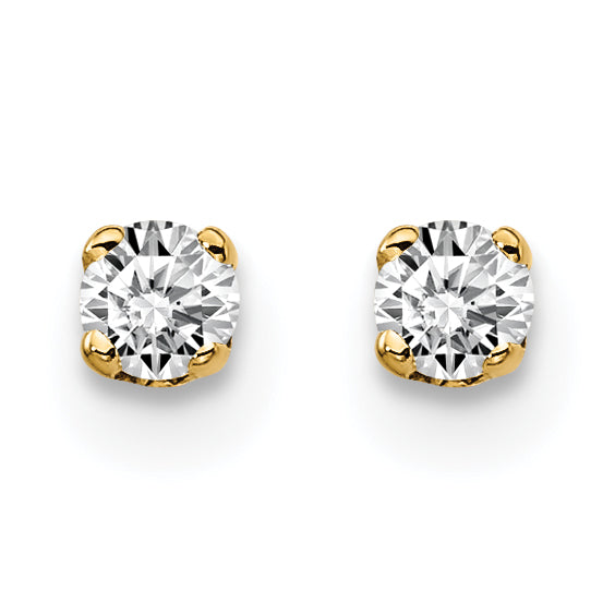 14K Yellow Gold Unisex Diamond Stud Earrings with Push Back Closure