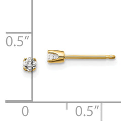 14K Yellow Gold Unisex Diamond Stud Earrings with Push Back Closure