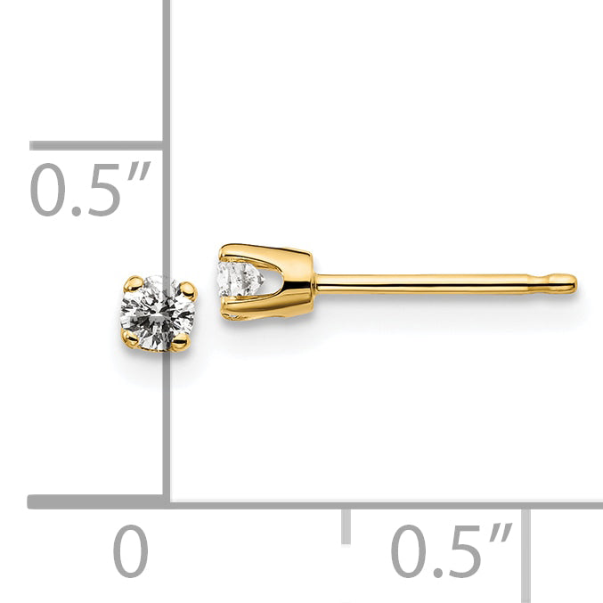 14K Yellow Gold Diamond Stud Earrings with Push Back Unisex