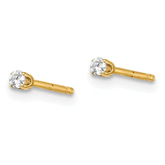 14K Yellow Gold Unisex Diamond Stud Earrings with Push Back