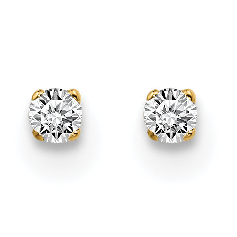 14K Yellow Gold Unisex Diamond Stud Earrings with Push Back