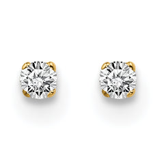 14K Yellow Gold Unisex Diamond Stud Earrings with Push Back