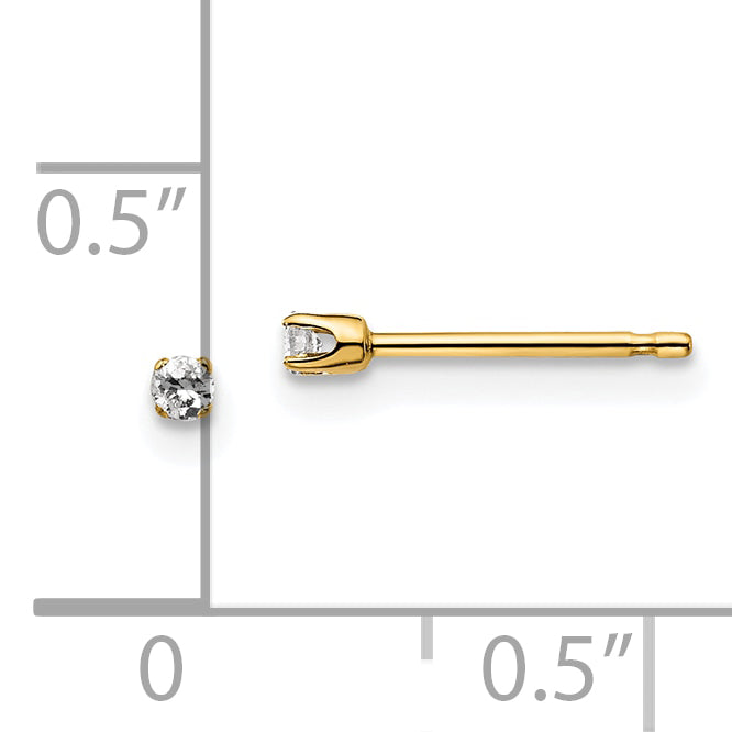 14K Yellow Gold Unisex Diamond Stud Earrings with Push Back