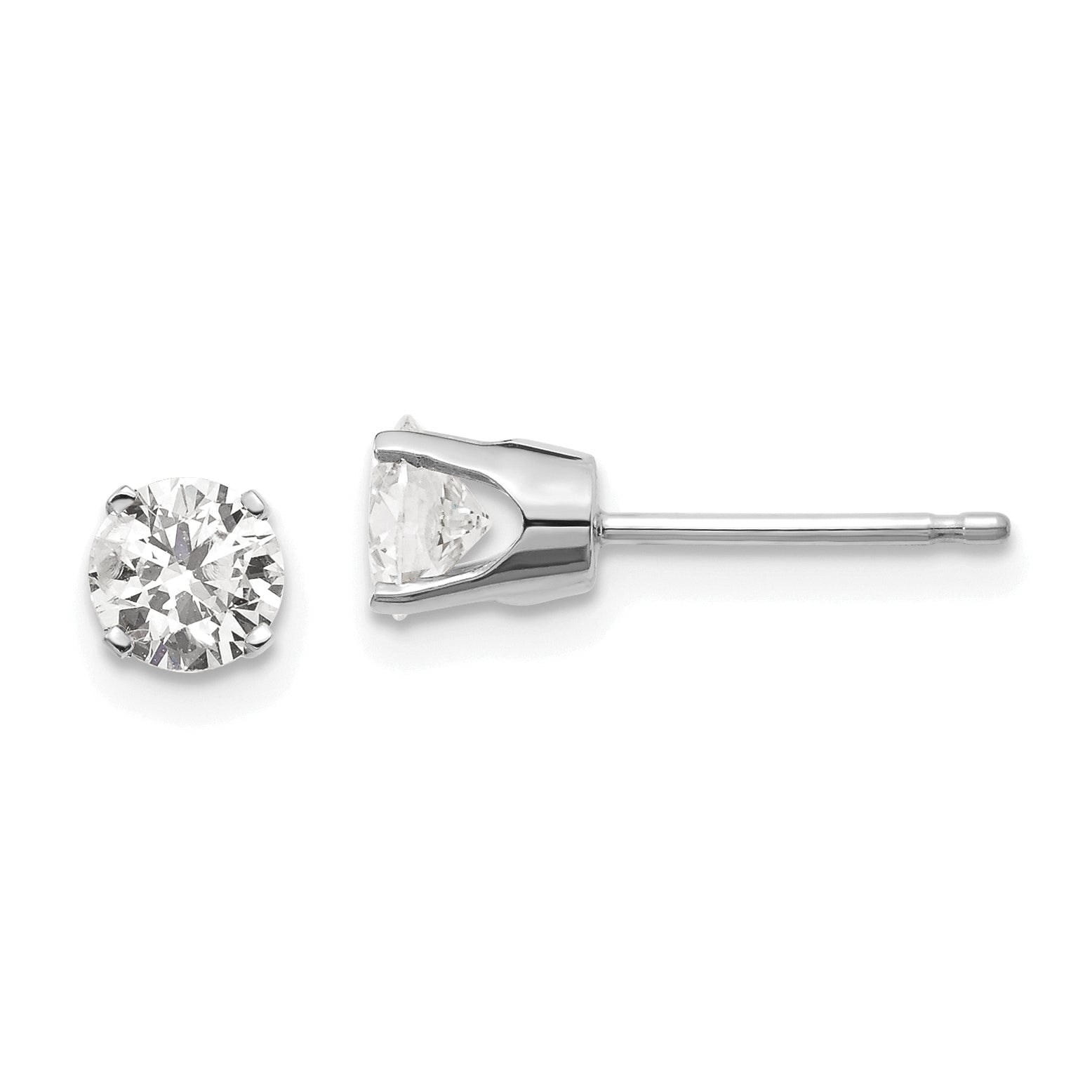 14k White Gold .85ct I1 J-K Diamond Stud Push-on Post Earrings