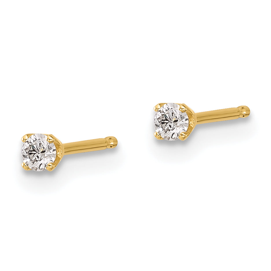 14y .10ct. I1 J-K Diamond Stud Push-on Post Earrings