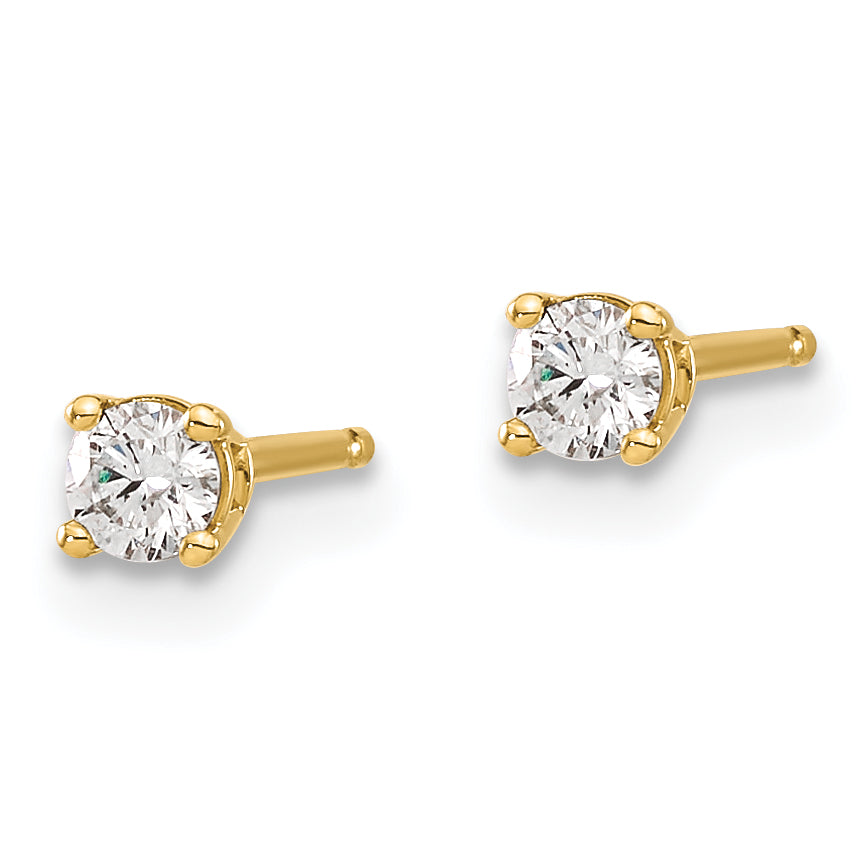 14y .15ct. I1 J-K Diamond Stud Push-on Post Earrings