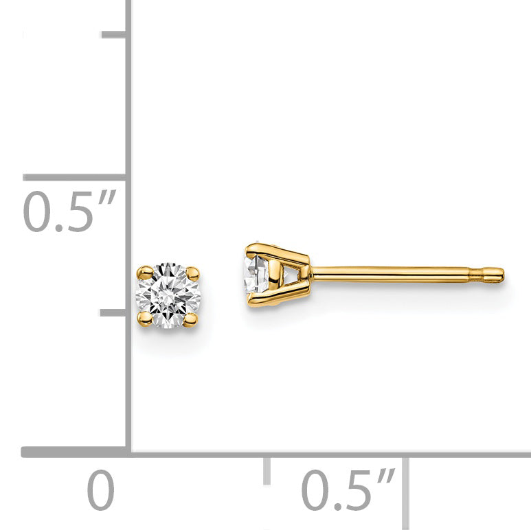 14y .20ct. I1 J-K Diamond Stud Push-on Post Earrings