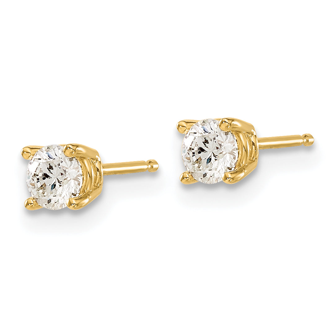 14y .50ct. I1 J-K Diamond Stud Push-on Post Earrings