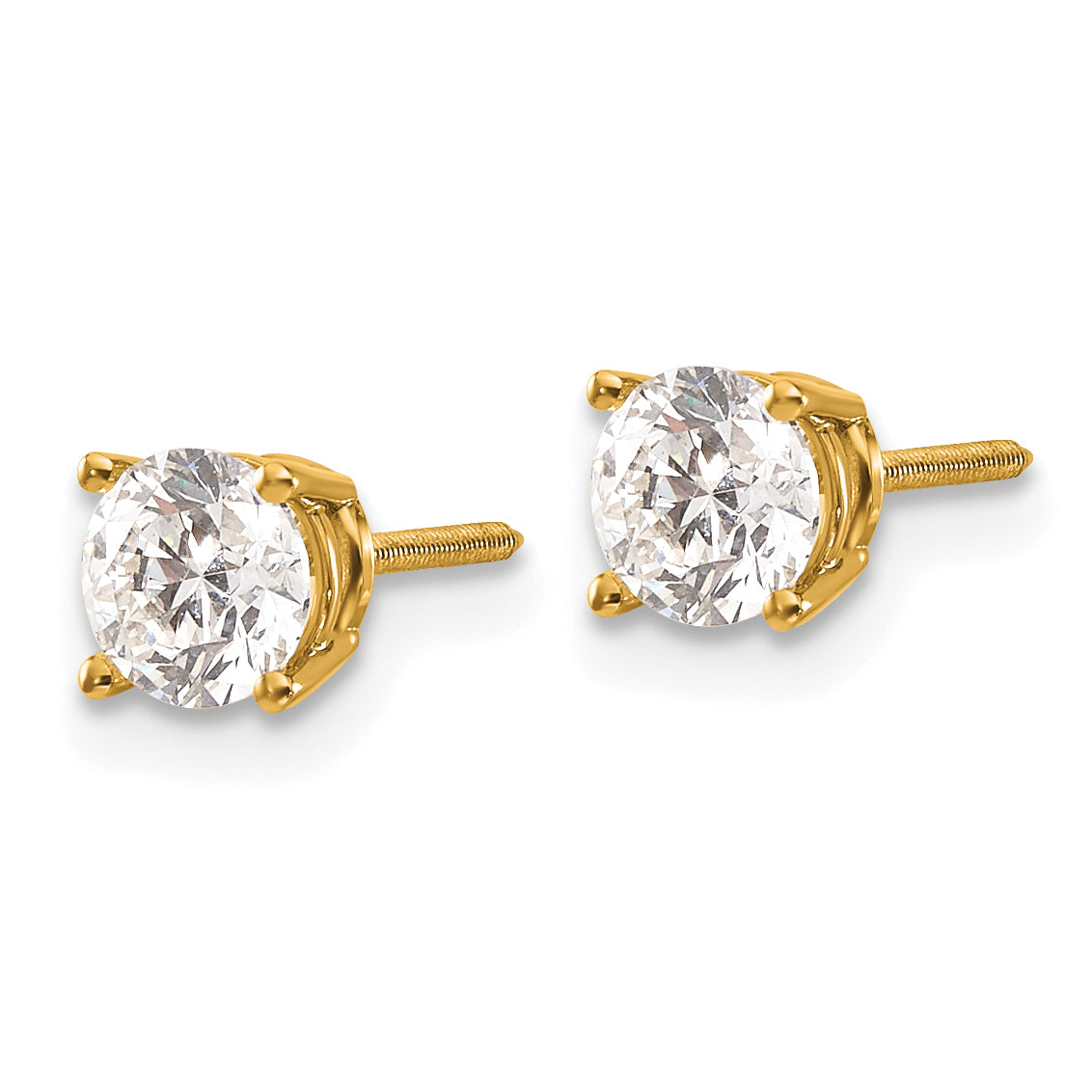 14ky 1.00ct. SI3 G-I Diamond Stud Thread on/off Post Earrings