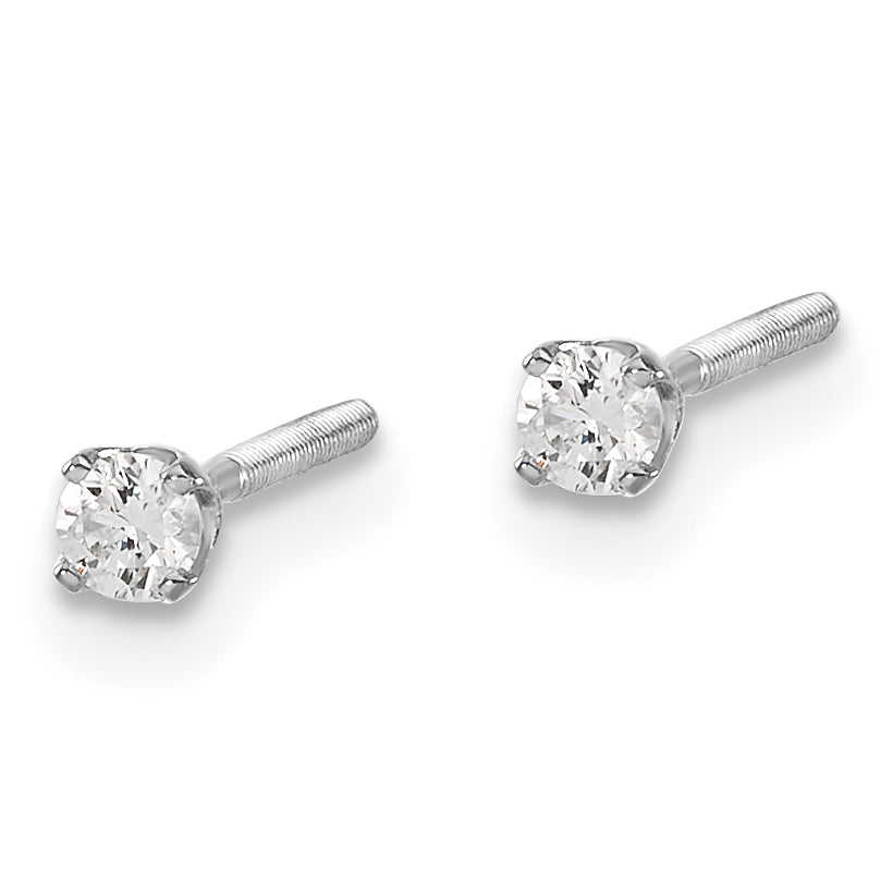 14kw .10ct SI3 G-I Diamond Stud Thread on/off Post Earrings