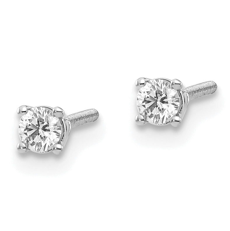 14K White Gold Diamond Stud Earrings with Thread Back Unisex