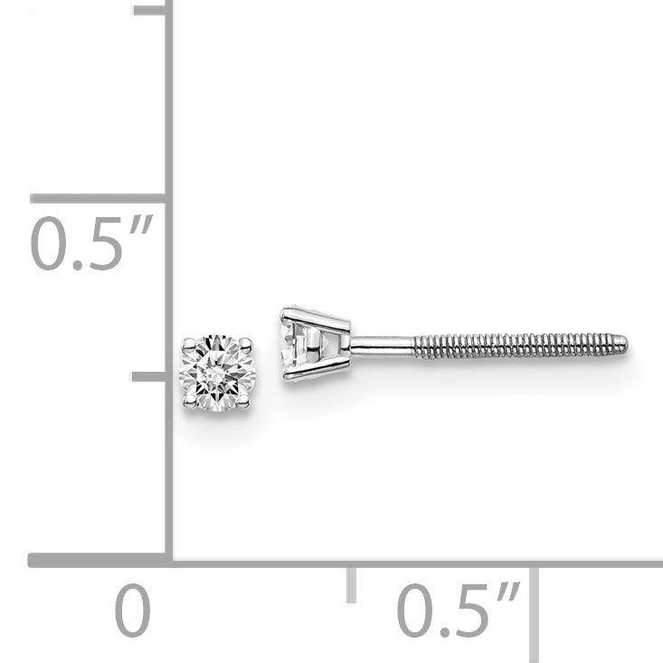 14K White Gold Diamond Stud Earrings with Thread Back Unisex