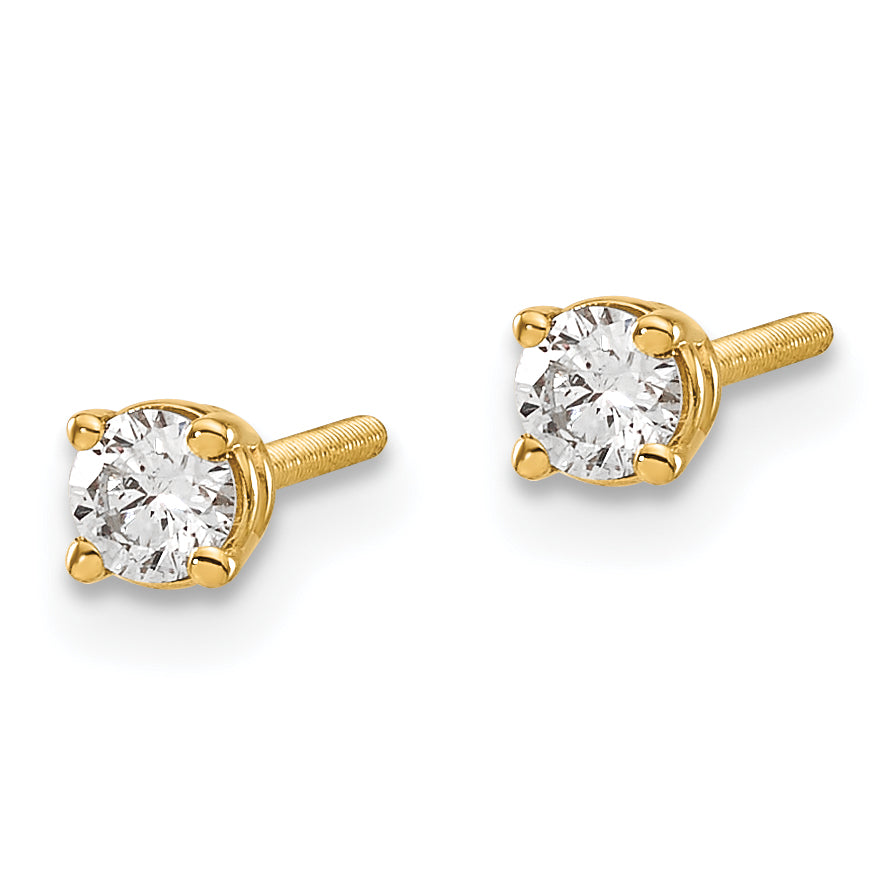 14ky .20ct. SI3 G-I Diamond Stud Thread on/off Post Earrings