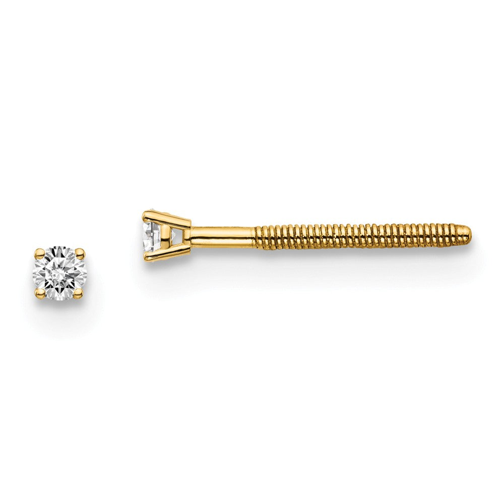 14K Yellow Gold Diamond Stud Earrings with Threaded Post & Screw Back