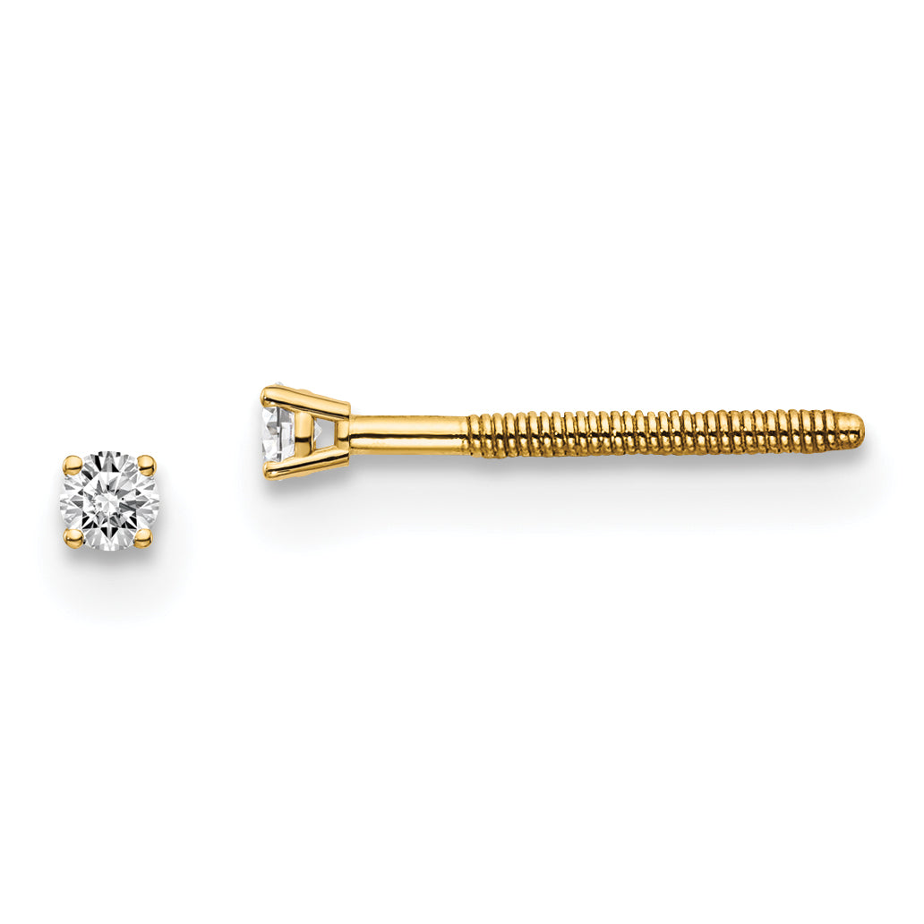 14ky .05ct. VS2/SI1 G-I Diamond Stud Thread on/off Post Earrings