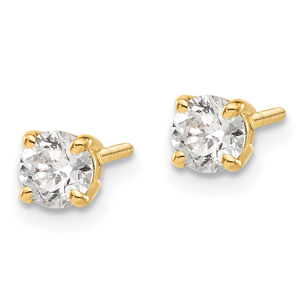 14ky .60ct. SI3 G-I Diamond Stud Thread on/off Post Earrings