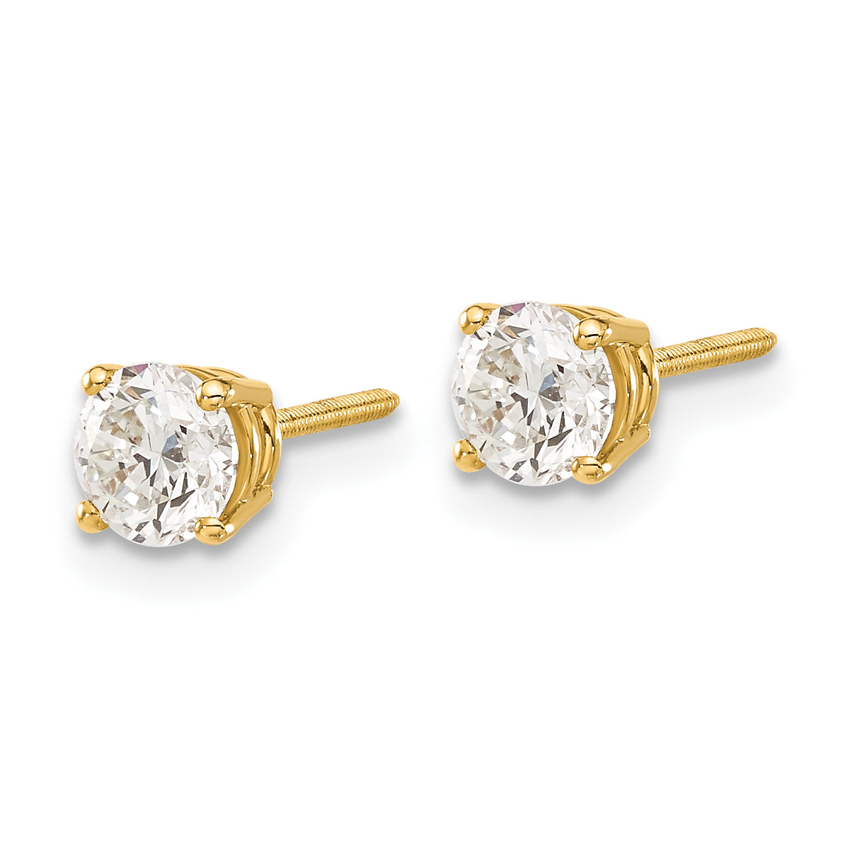 14ky .85ct. SI3 G-I Diamond Stud Thread on/off Post Earrings