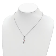 Survivor Collection 10K White Gold Rhodium-plated 16 Inch White and Pink Swarovski Topaz Drop of Faith Necklace with 2 Inch Extender