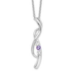 Sterling Silver Survivor Clear & Purple Swarovski Topaz Drop of Faith Neckl