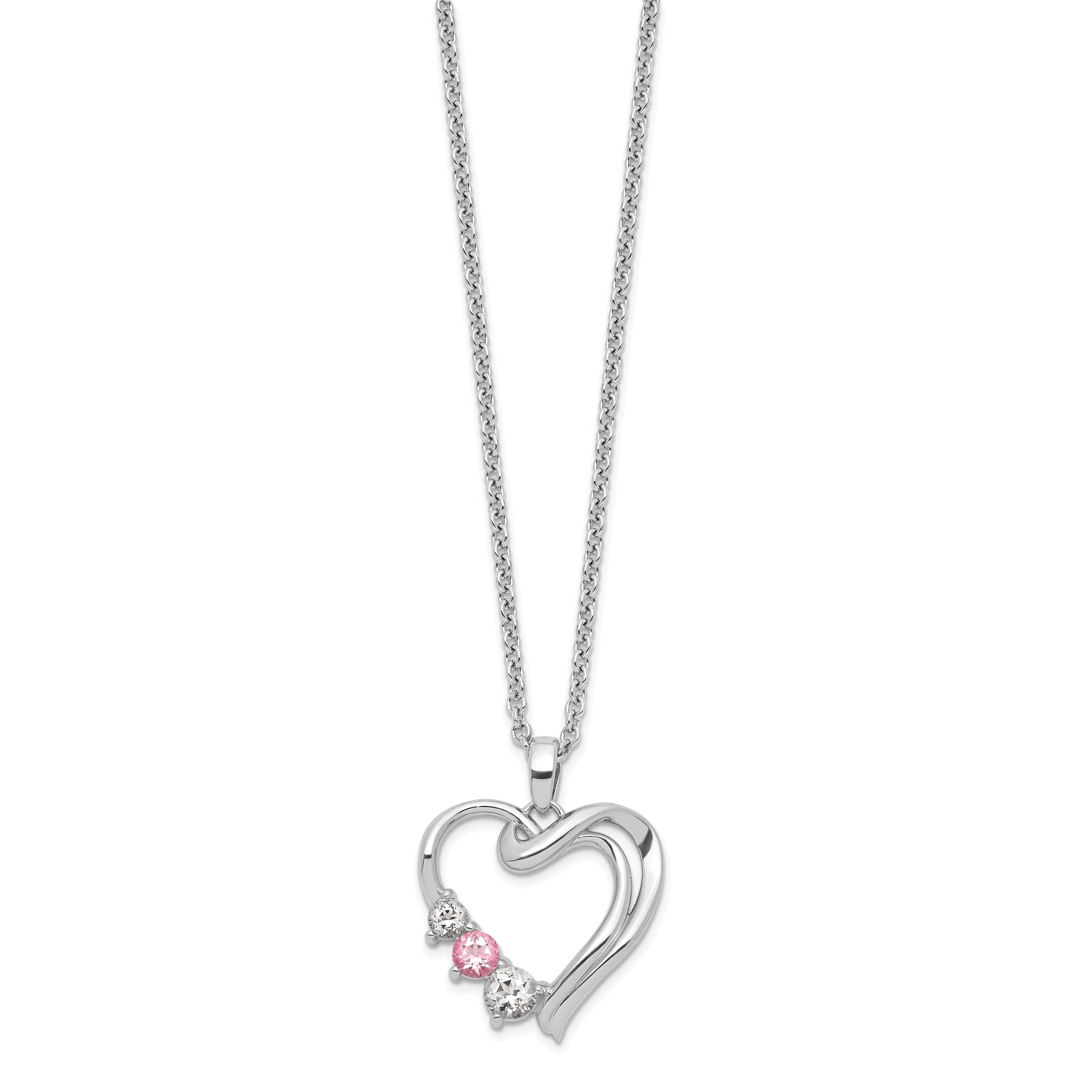 10K White Gold Heart of Healing Necklace with Pink & Clear Swarovski Topaz