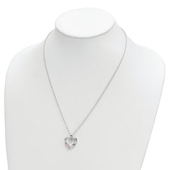 10K White Gold Heart of Healing Necklace with Pink & Clear Swarovski Topaz