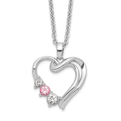 Survivor Collection 10K White Gold Rhodium-plated Clear Pink Swarovski Topaz Heart of Healing Necklace