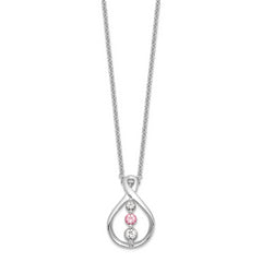 Survivor Collection 10K White Gold Rhodium-plated 16 Inch White and Pink Swarovski Topaz Runzi Necklace with 2 Inch Extender