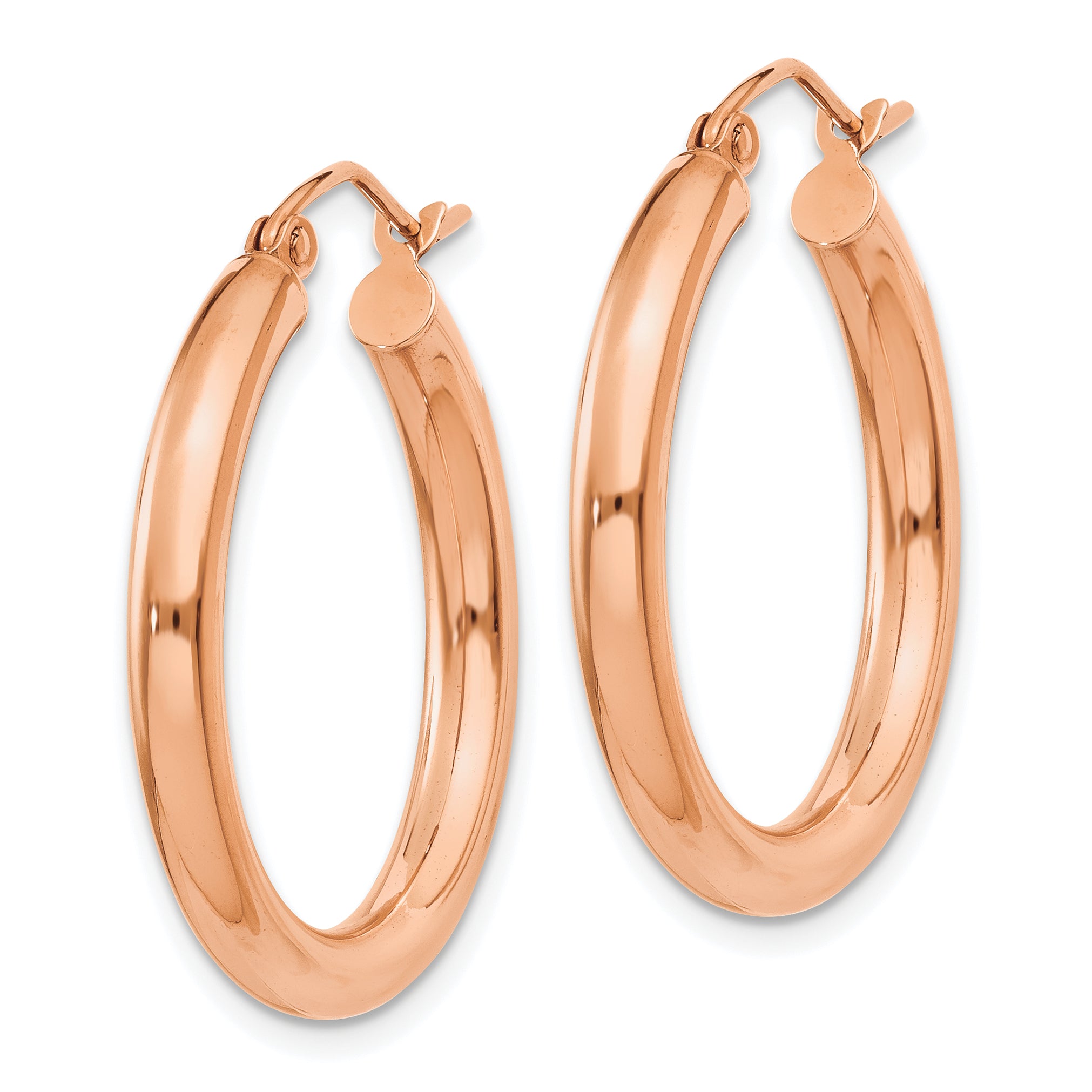 Sophia Jewelers 14K Rose Gold Lightweight Hoop Earrings with Polished Finish