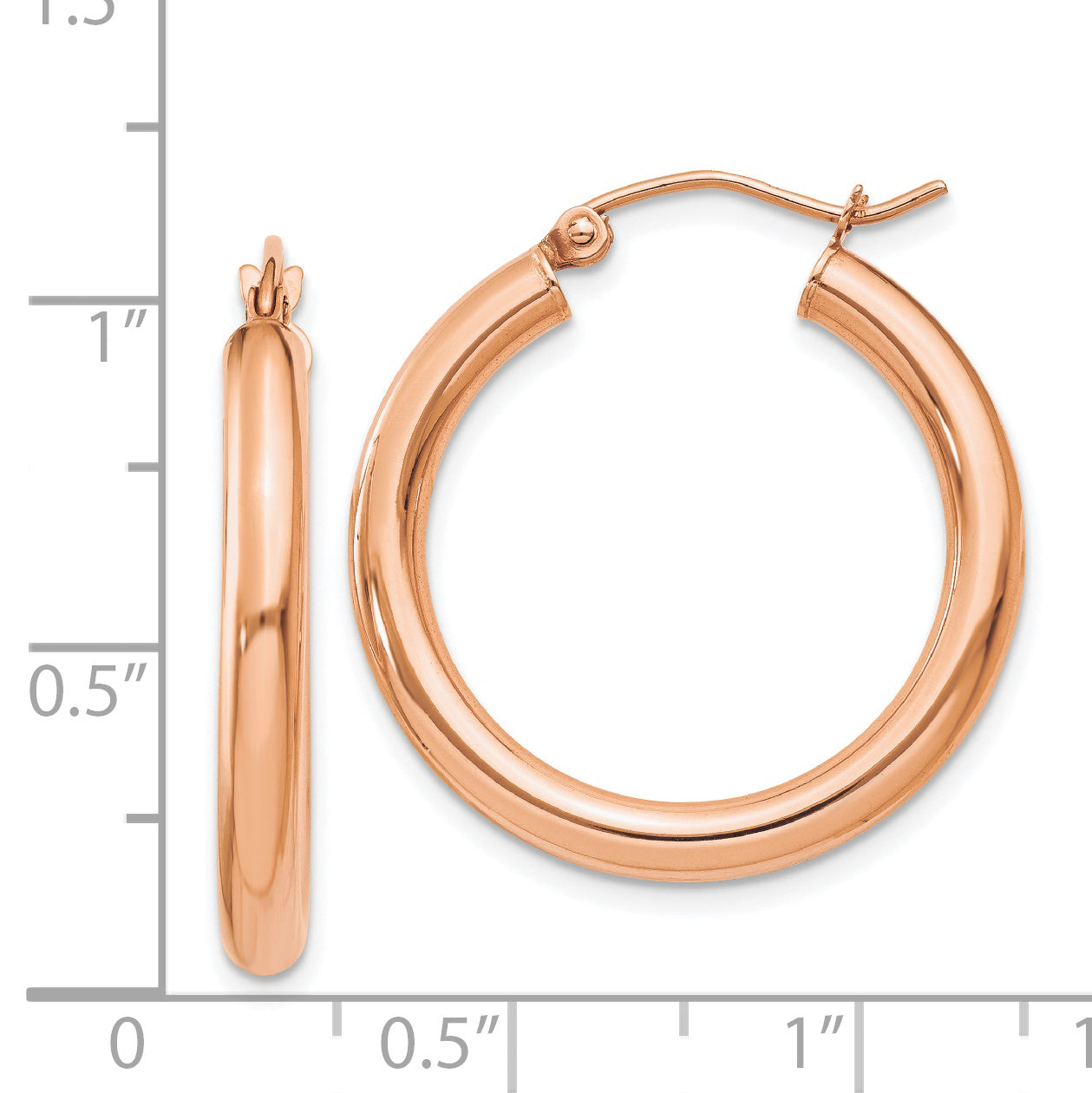 Sophia Jewelers 14K Rose Gold Lightweight Hoop Earrings with Polished Finish