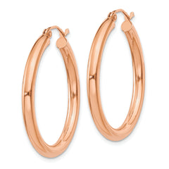 14K Rose Gold Lightweight Hoop Earrings with Polished Finish for Women