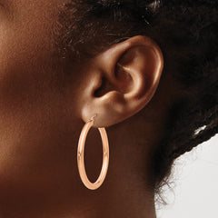 14K Rose Gold Hoop Earrings with Polished Lightweight Design