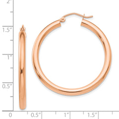 14K Rose Gold Hoop Earrings with Polished Lightweight Design