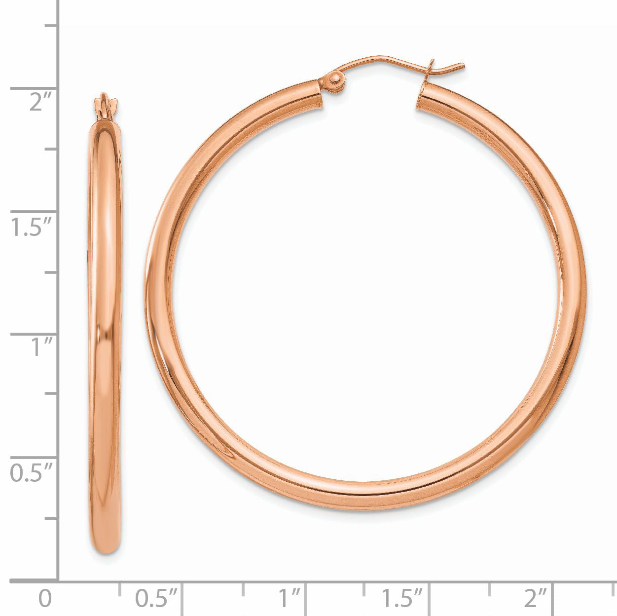 14K Rose Gold Lightweight Polished Hoop Earrings for Women