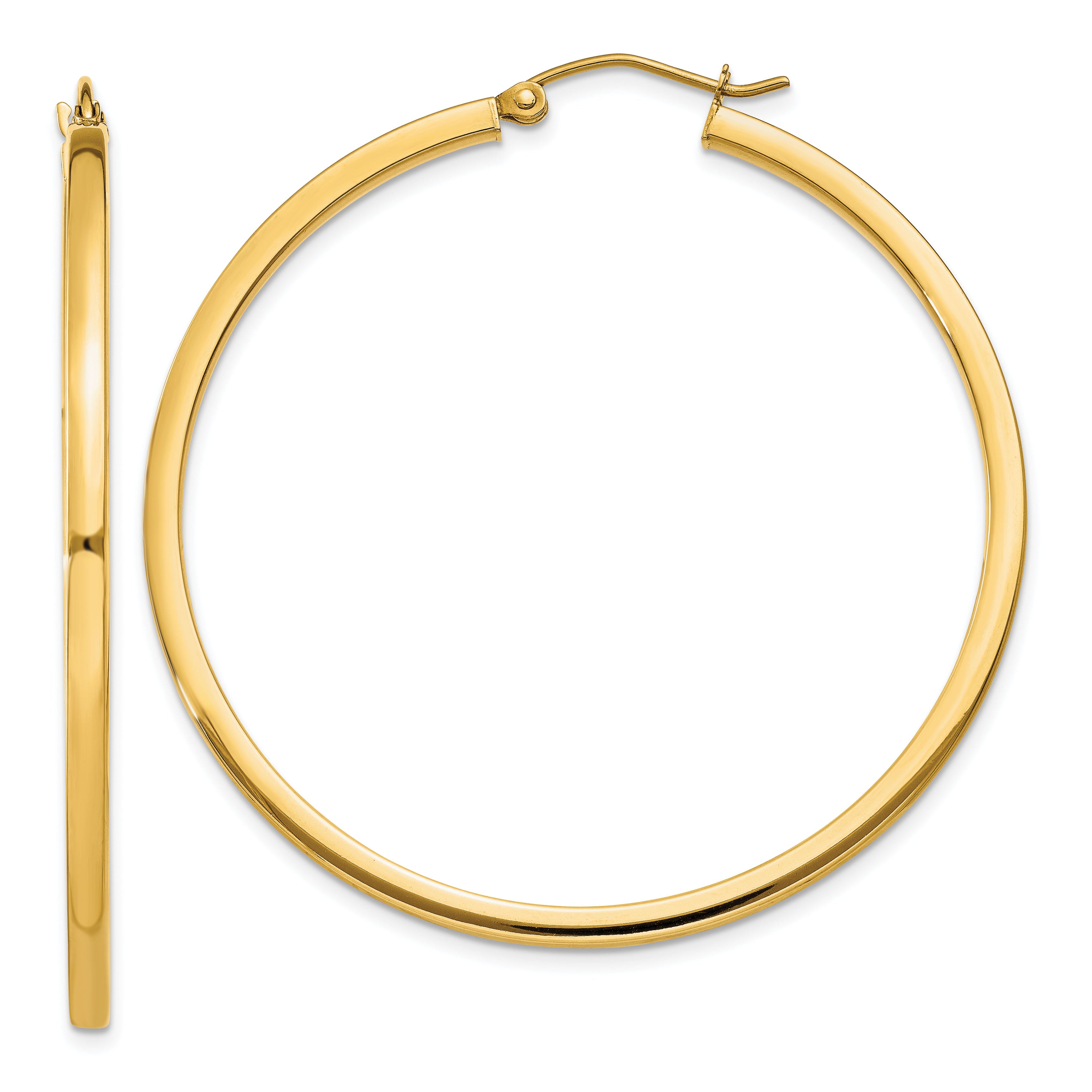 14k 2mm Square Tube Hoop Earrings