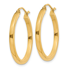 14K Gold Polished Hoop Earrings with Square Tube Design Women's