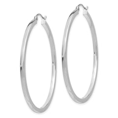 Sophia Jewelers 14K White Gold Square Tube Hoops with Polished Rhodium Finish