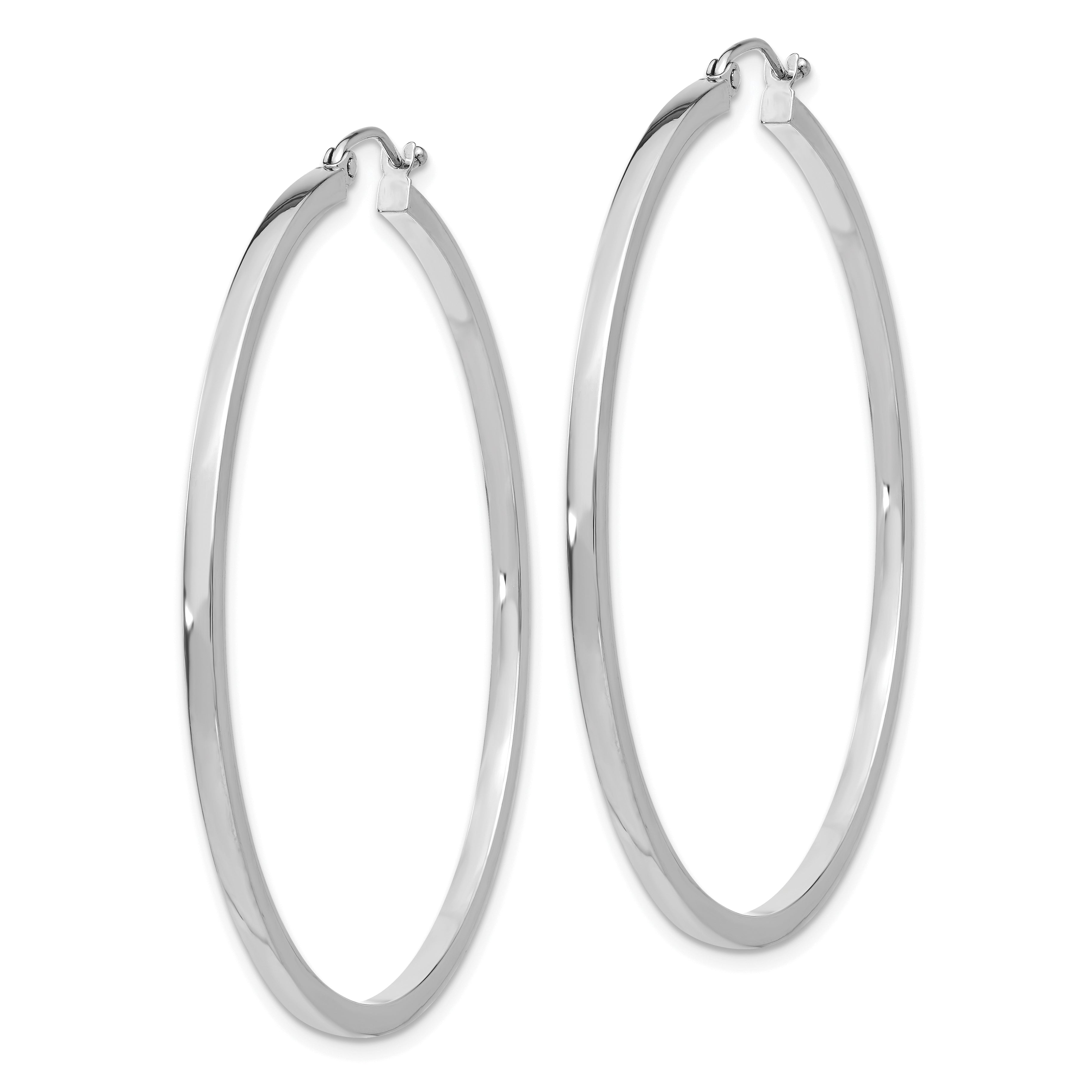 14K White Gold Polished Square Hoops with Rhodium Finish Sophia Jewelers