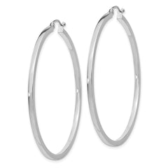 14K White Gold Polished Square Hoops with Rhodium Finish Sophia Jewelers