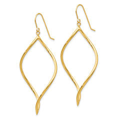 14K Gold Twisted Drop Earrings with Polished Finish for Women