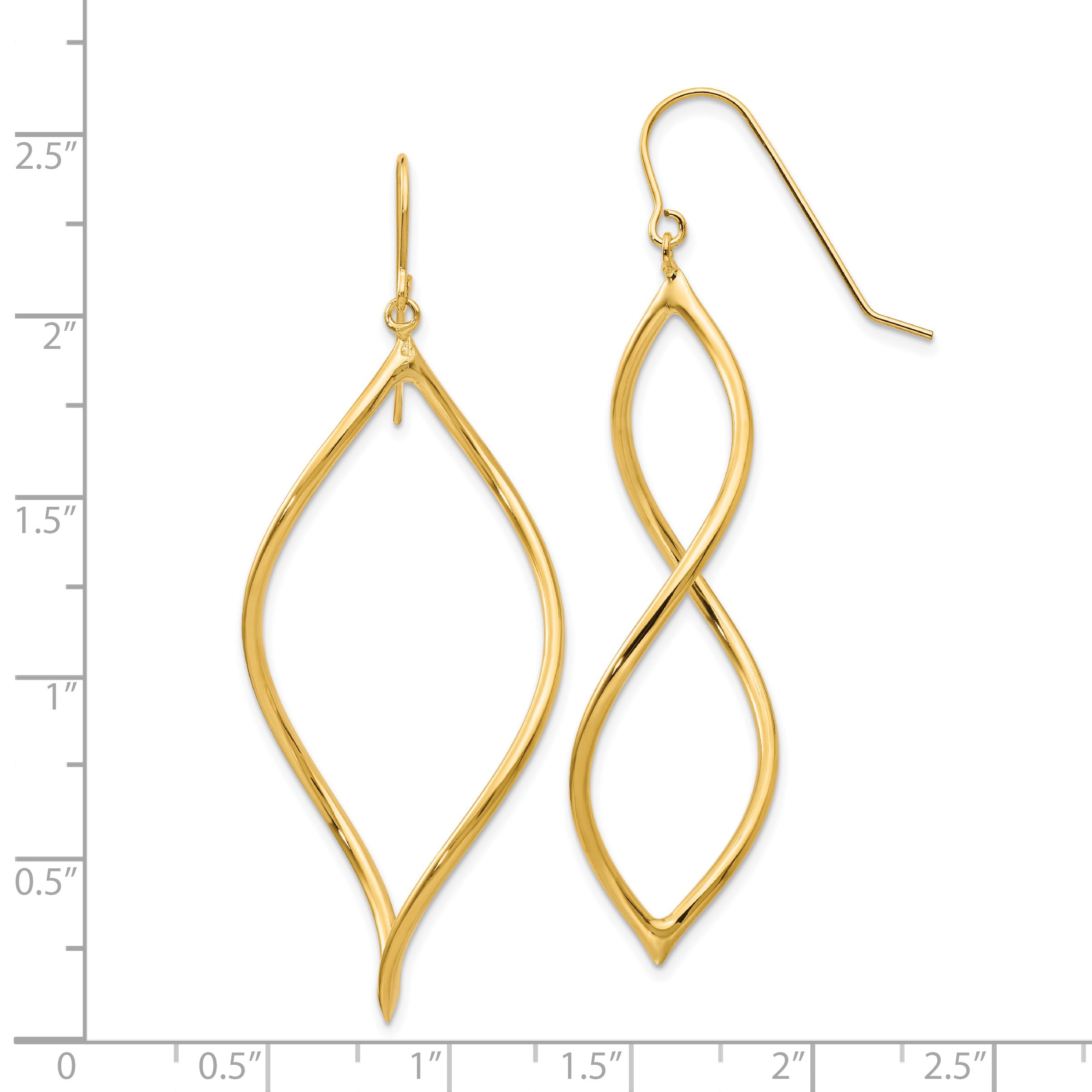 14K Gold Twisted Drop Earrings with Polished Finish for Women