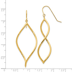 14K Gold Twisted Drop Earrings with Polished Finish for Women