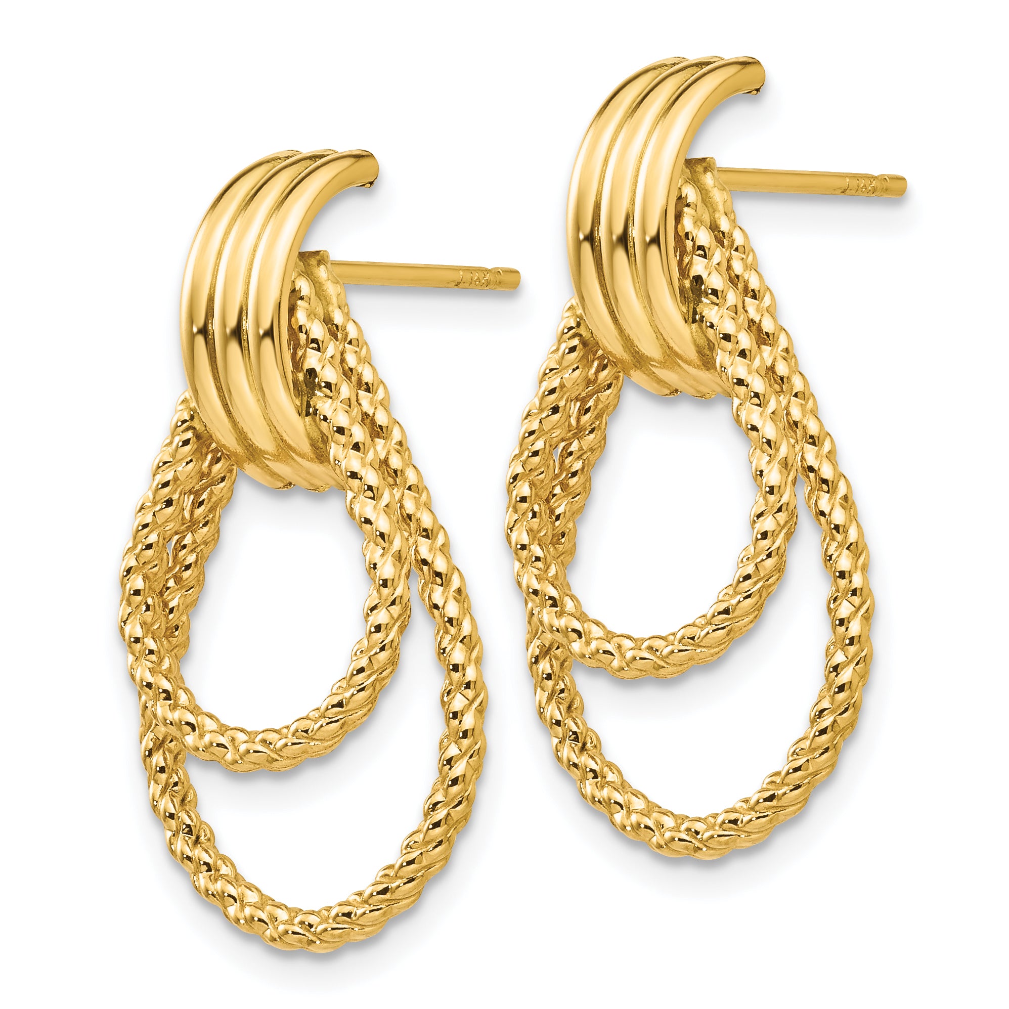 14k Polished and Textured Fancy Post Earrings