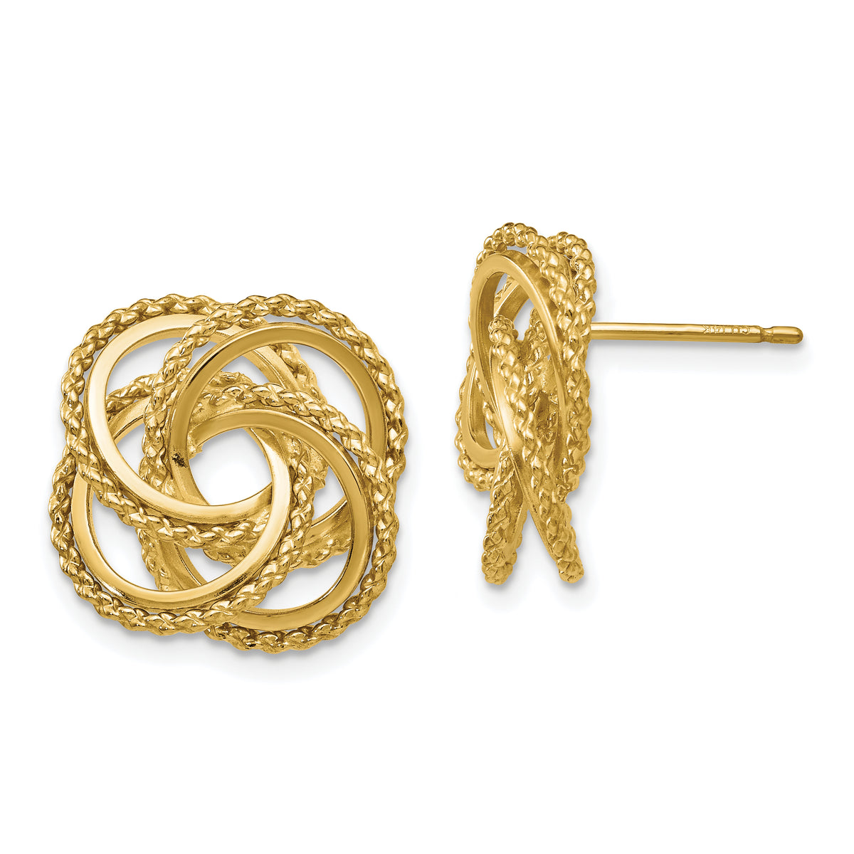 14k Polished & Twisted Love Knot Post Earrings