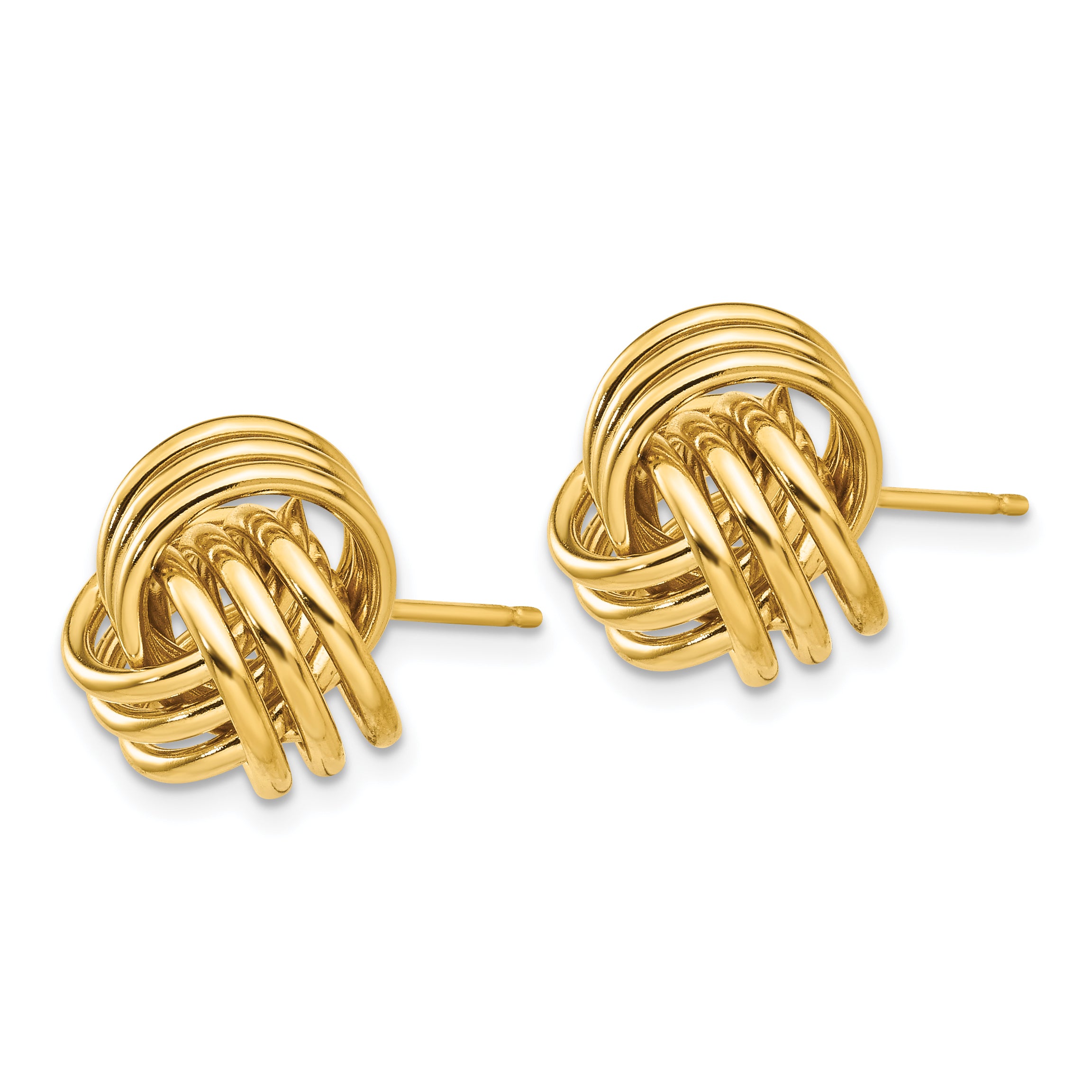 14K Gold Polished Triple Knot Love Knot Earrings for Women