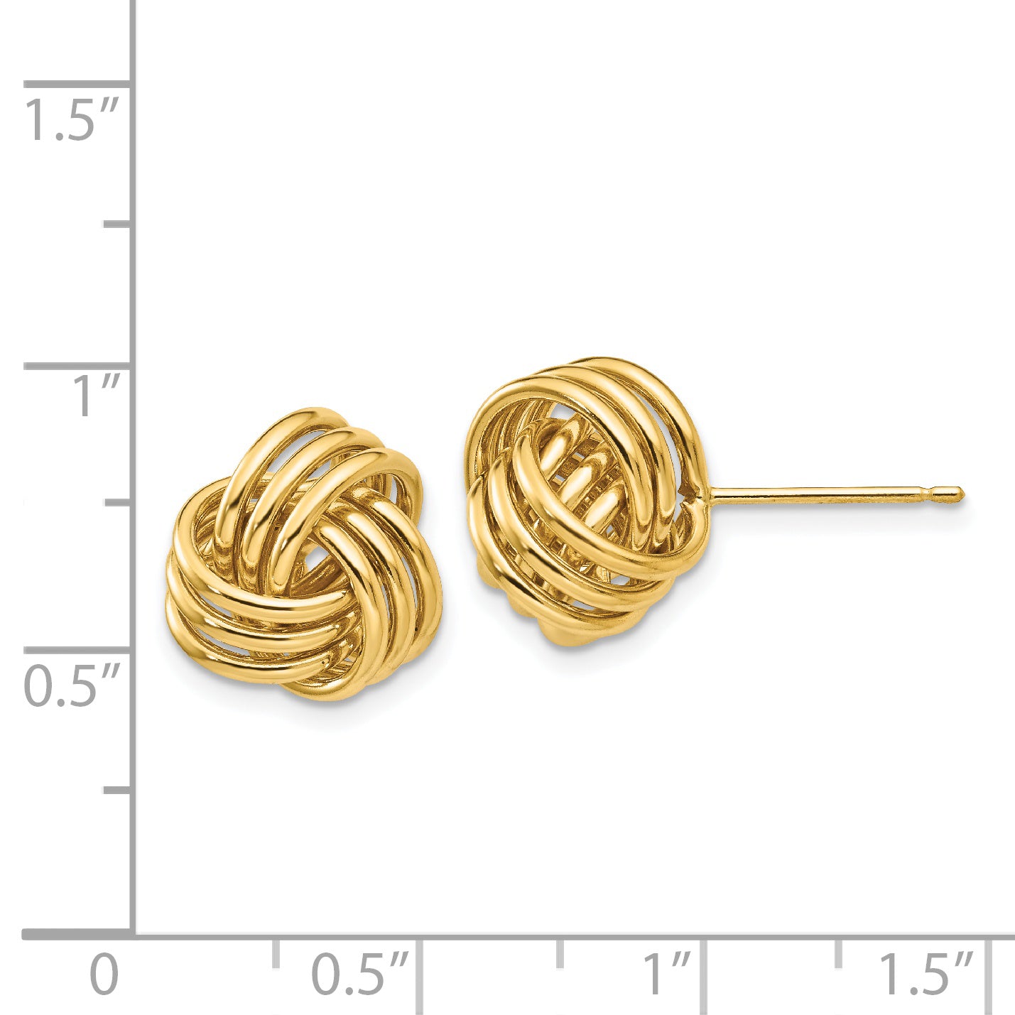 14K Gold Polished Triple Knot Love Knot Earrings for Women