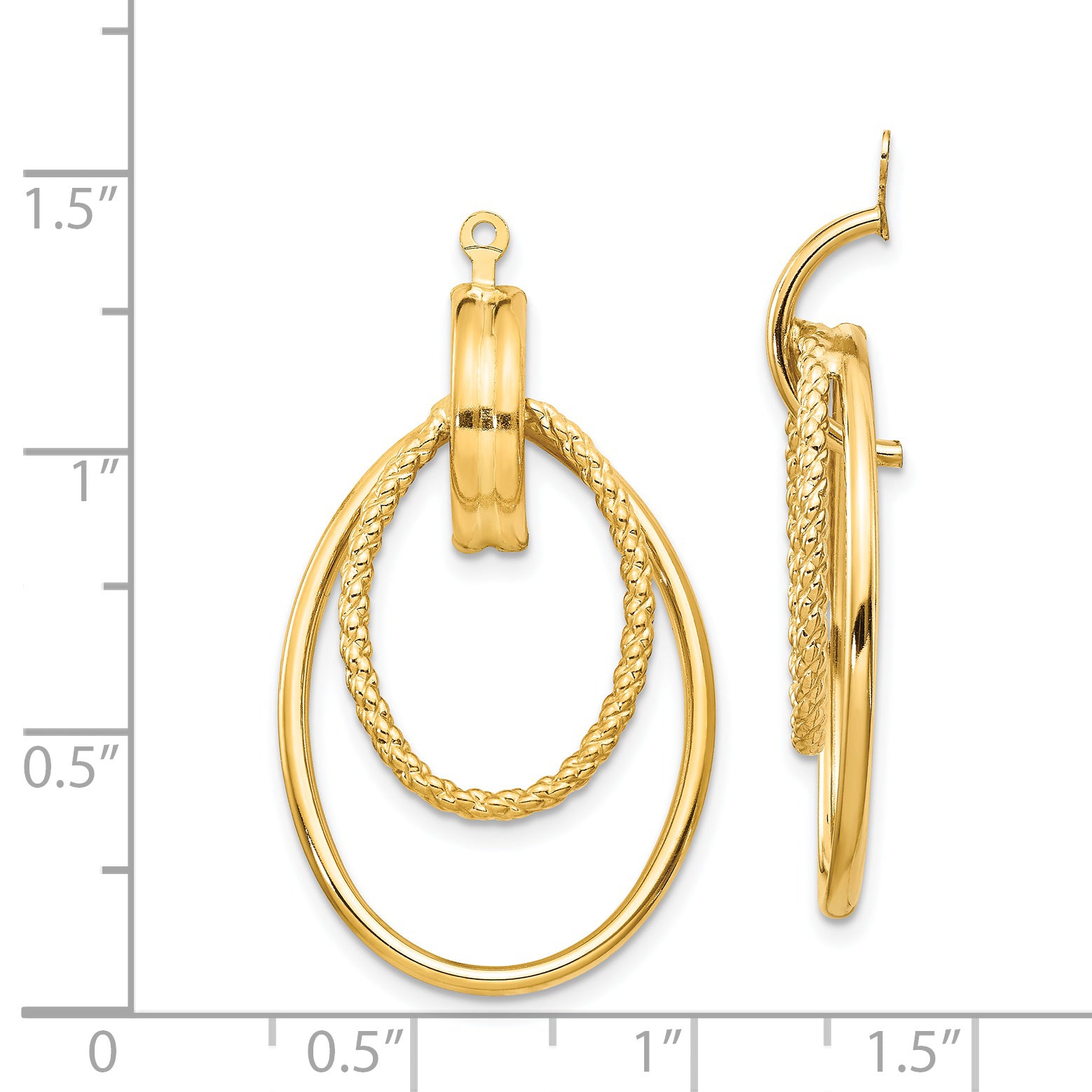 14k Polished Double Oval Earring Jackets