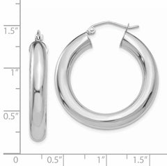 14k White Gold Polished 5mm Tube Hoop Earrings