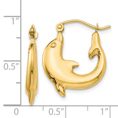 14k Polished Dolphin Hoop Earrings