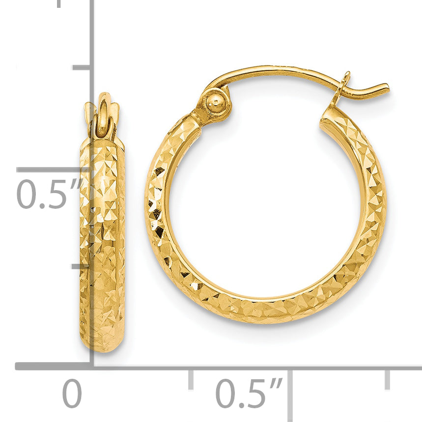 10K D/C Hinged Hoop Earrings