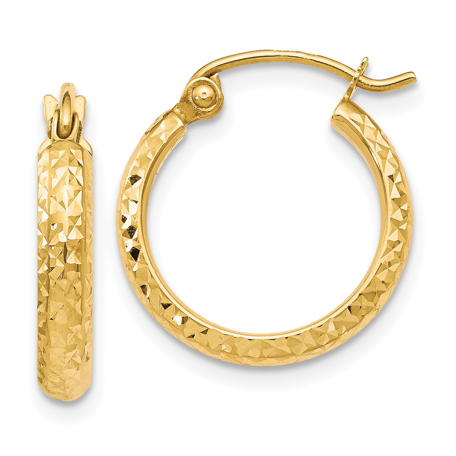 10K D/C Hinged Hoop Earrings